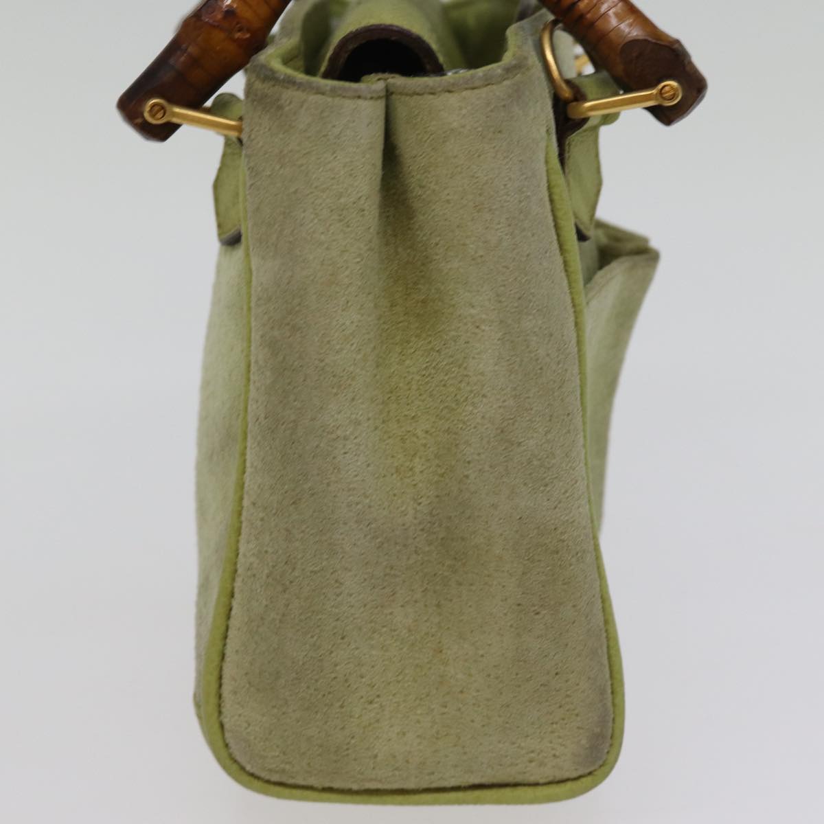 GUCCI Bamboo Hand Bag Suede 2way Green 007 2214 0238 75507