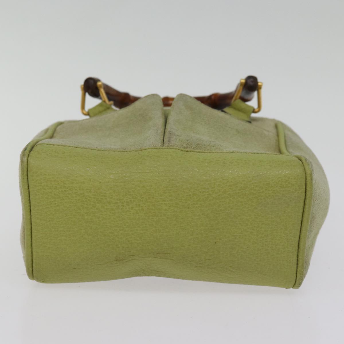 GUCCI Bamboo Hand Bag Suede 2way Green 007 2214 0238 75507
