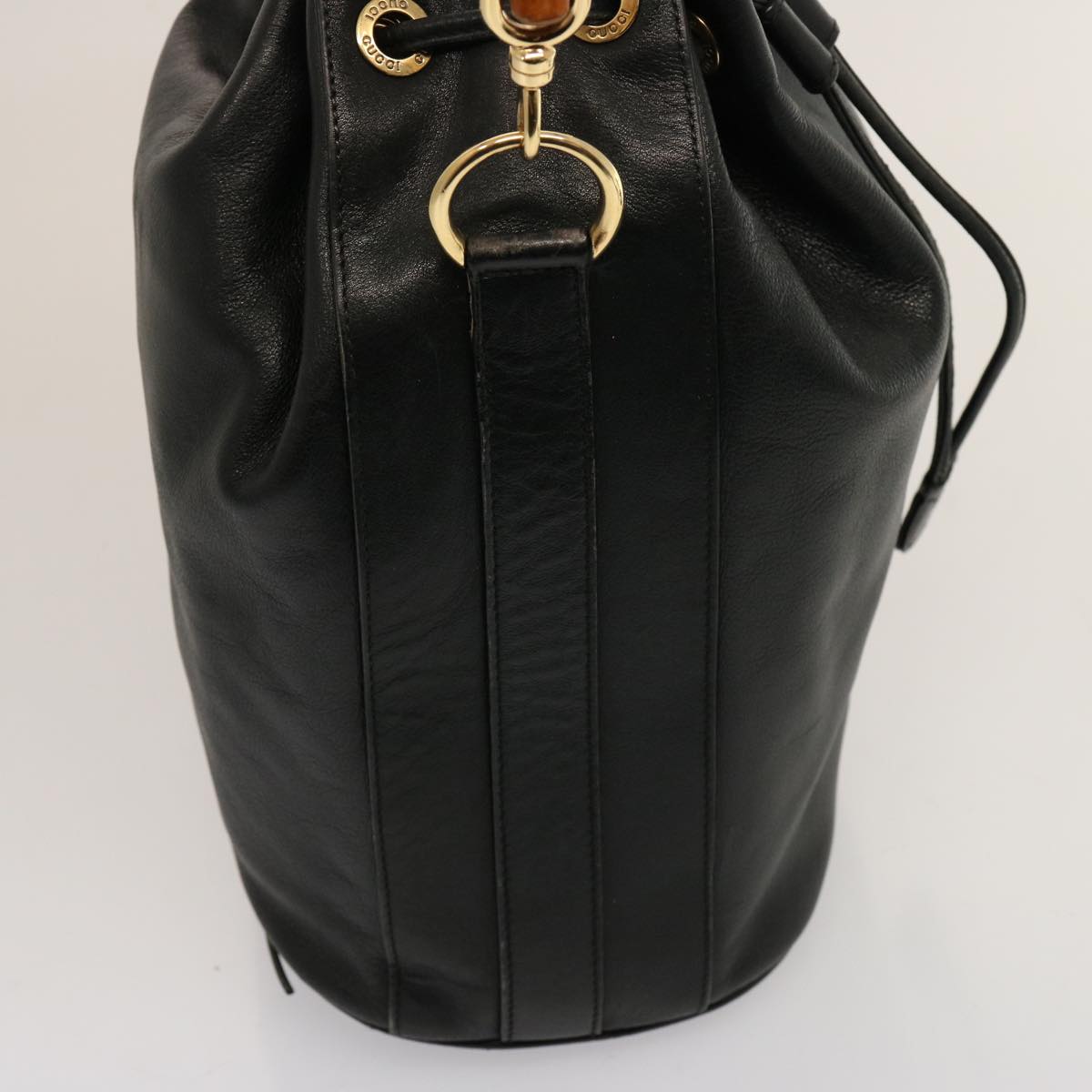 GUCCI Bamboo Hand Bag Leather 2way Black 001 2684 1657 75508