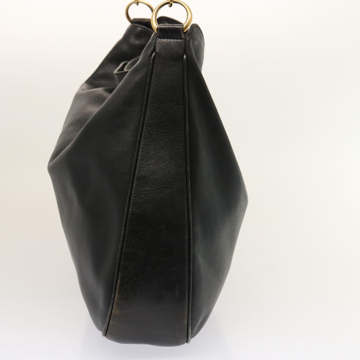 GUCCI Bamboo Hand Bag Leather 2way Black 001 2404 1577 75509