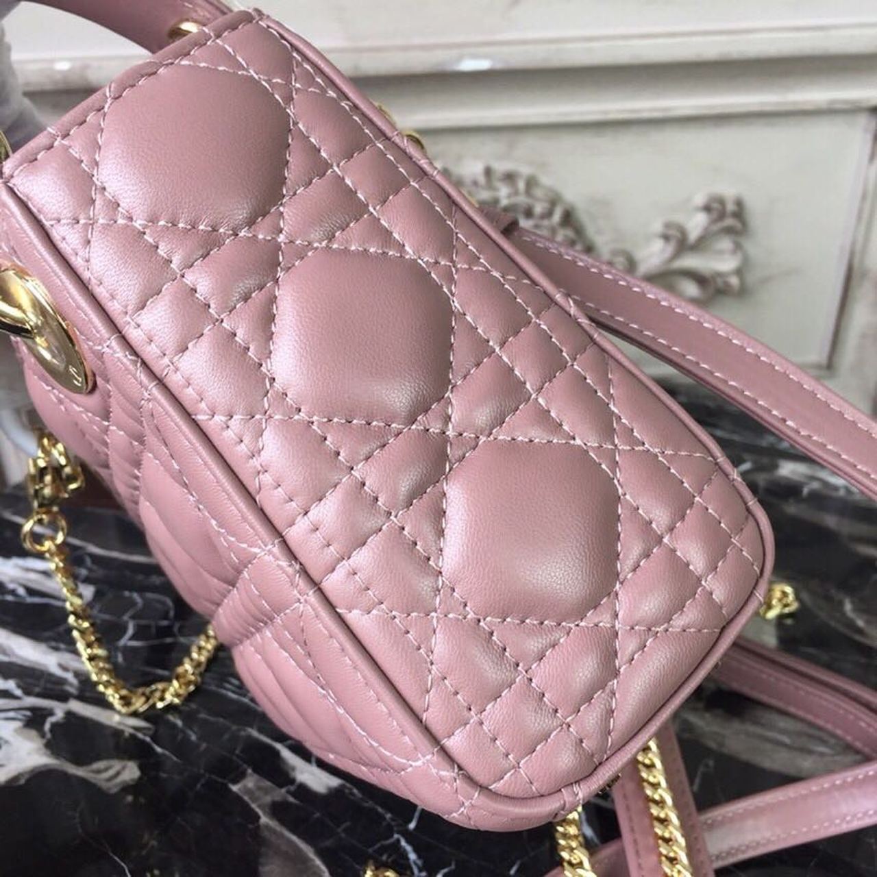 GLAMI Mini Lady Bag Gold Toned Hardware Dusty Pink For Women 18cm/7in CD
