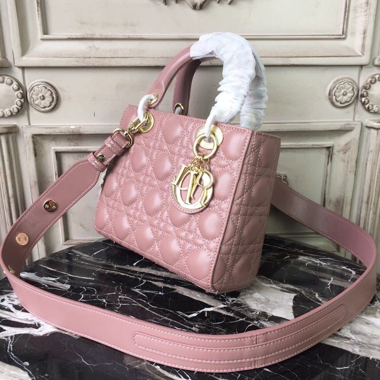 GLAMI MeGLAMIum Lady Bag Gold Toned Hardware Dusty Pink For Women 20cm/8in CD