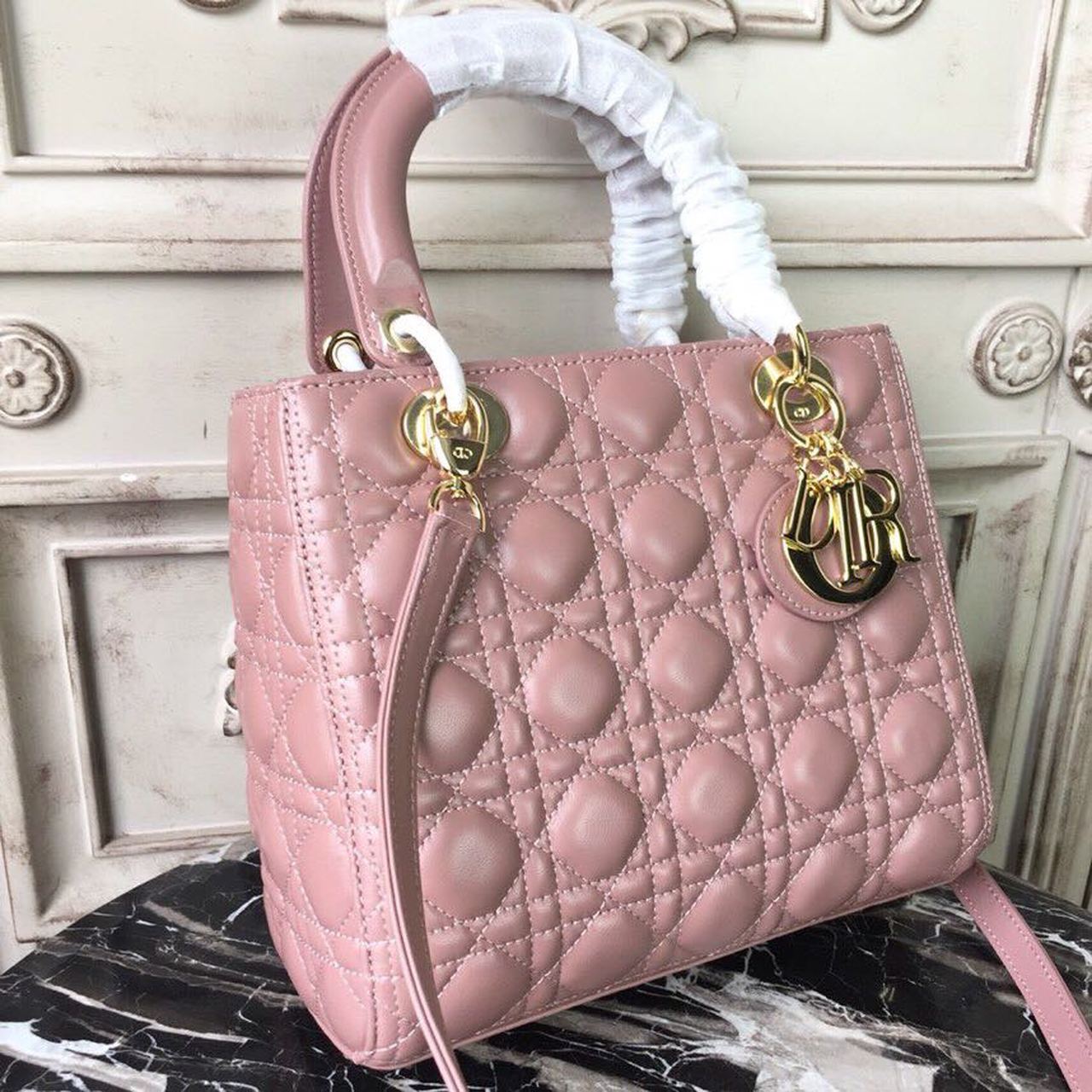 GLAMI MeGLAMIum Lady Bag Gold Toned Hardware Dusty Pink For Women 24cm/9in CD