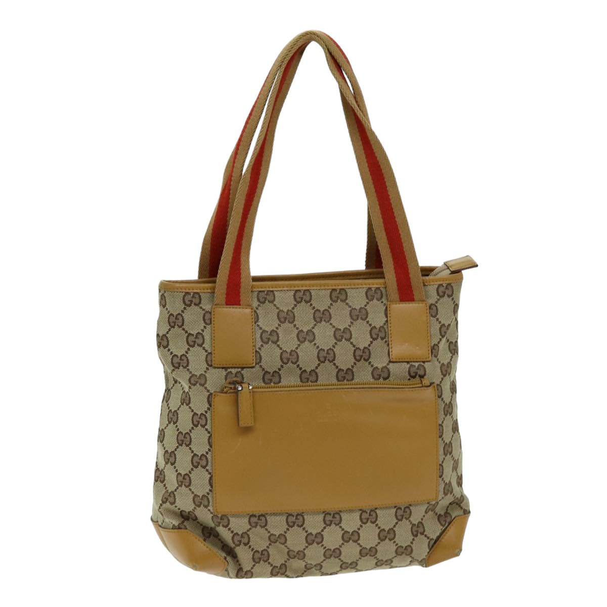 GUCCI GG Canvas Sherry Line Tote Bag Beige Red Brown 019 0402 75588