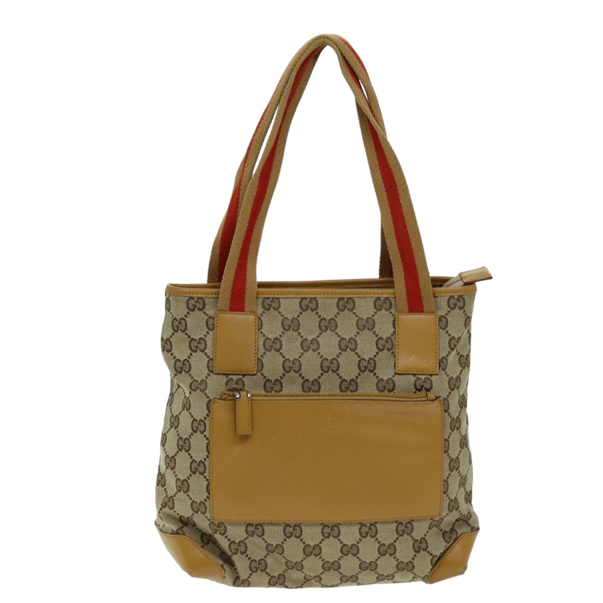 GUCCI GG Canvas Sherry Line Tote Bag Beige Red Brown 019 0402 75588