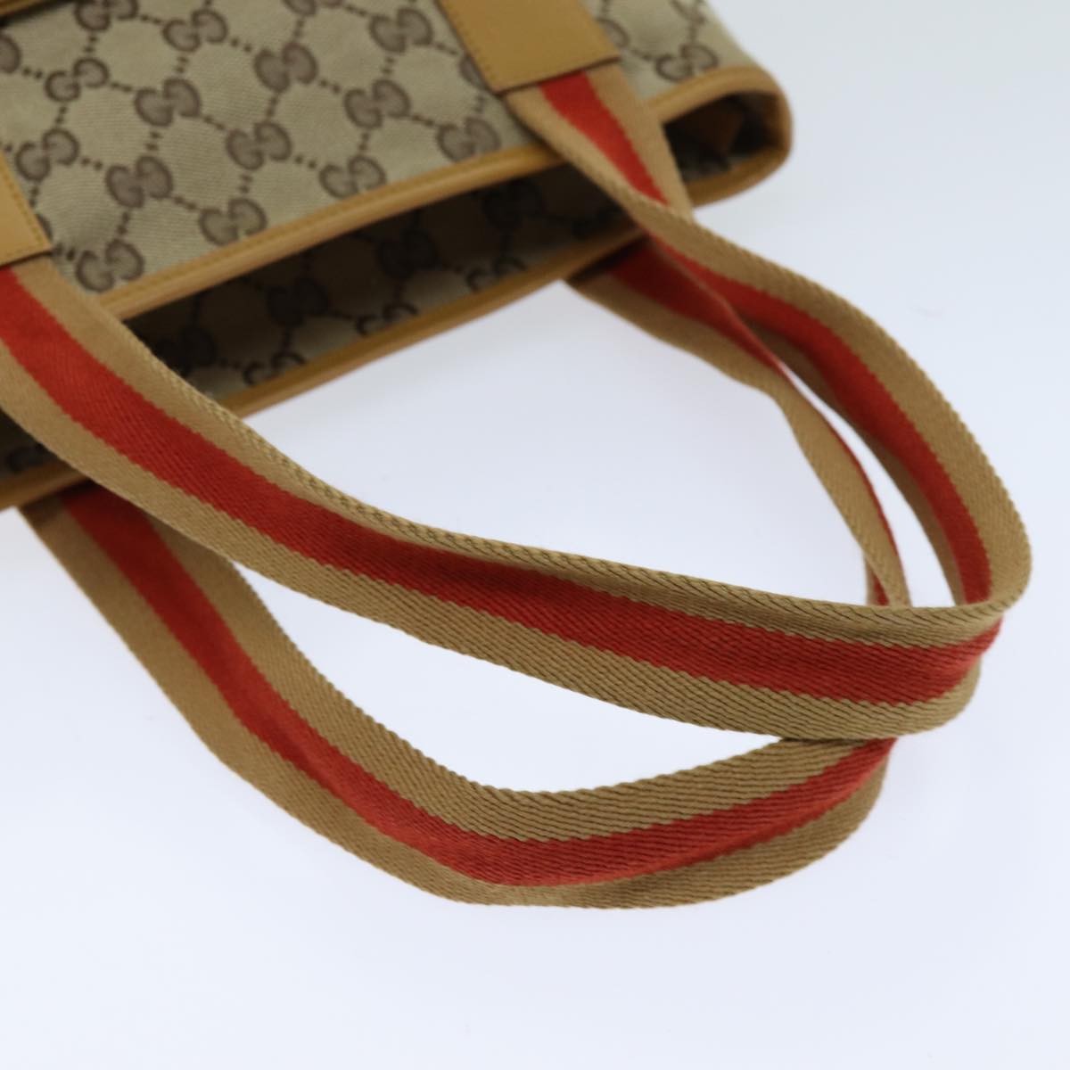 GUCCI GG Canvas Sherry Line Tote Bag Beige Red Brown 019 0402 75588