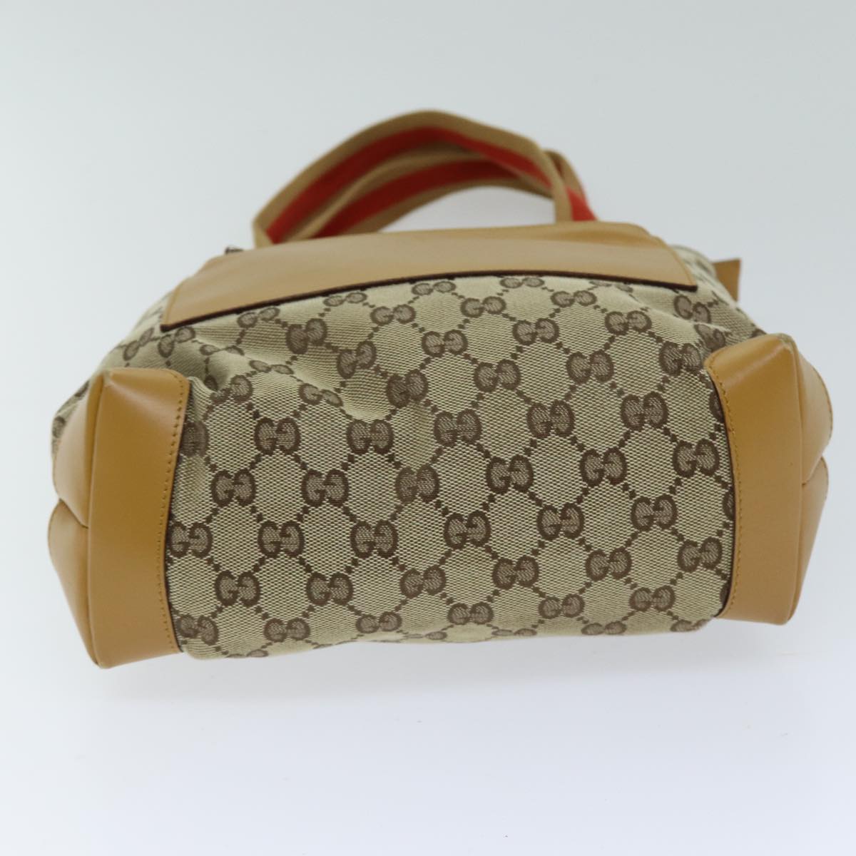 GUCCI GG Canvas Sherry Line Tote Bag Beige Red Brown 019 0402 75588