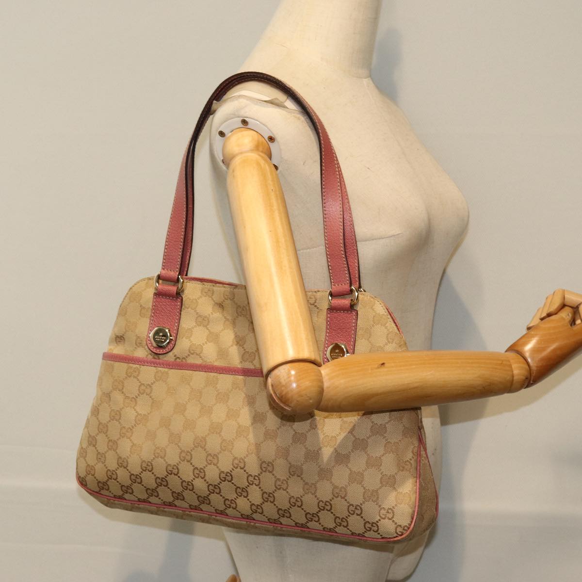 GUCCI GG Canvas Tote Bag Beige 163288 75592