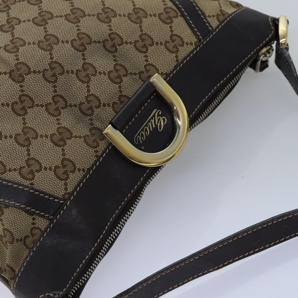 GUCCI GG Canvas Shoulder Bag Beige 203257 75598