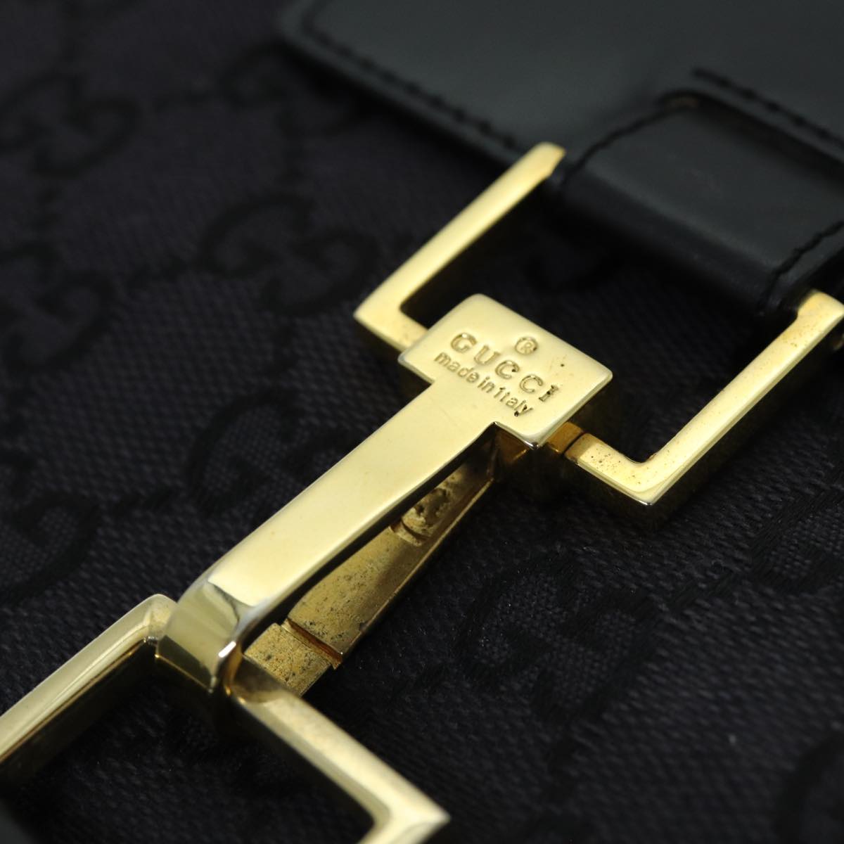 GUCCI GG Canvas Shoulder Bag Black White 001 4094 75600