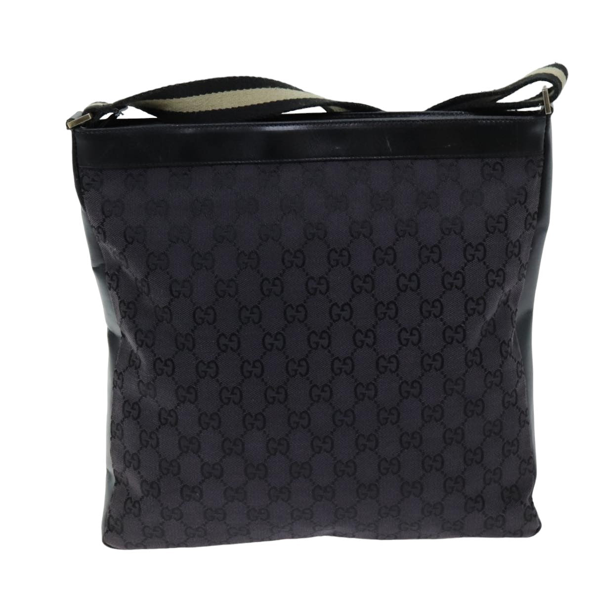 GUCCI GG Canvas Shoulder Bag Black White 001 4094 75600