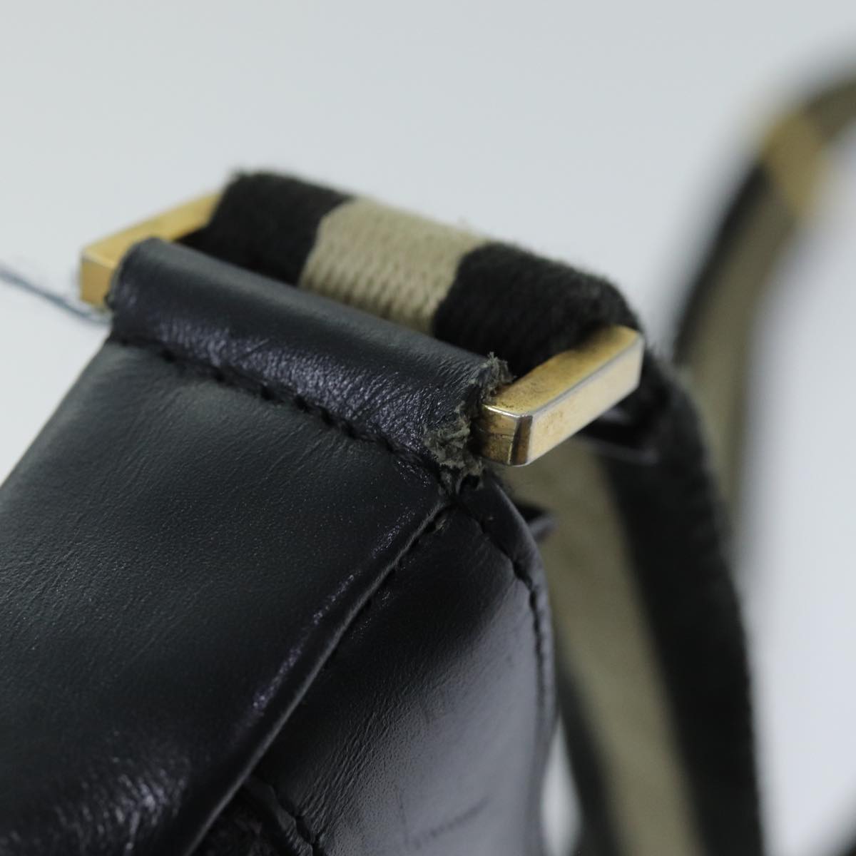 GUCCI GG Canvas Shoulder Bag Black White 001 4094 75600