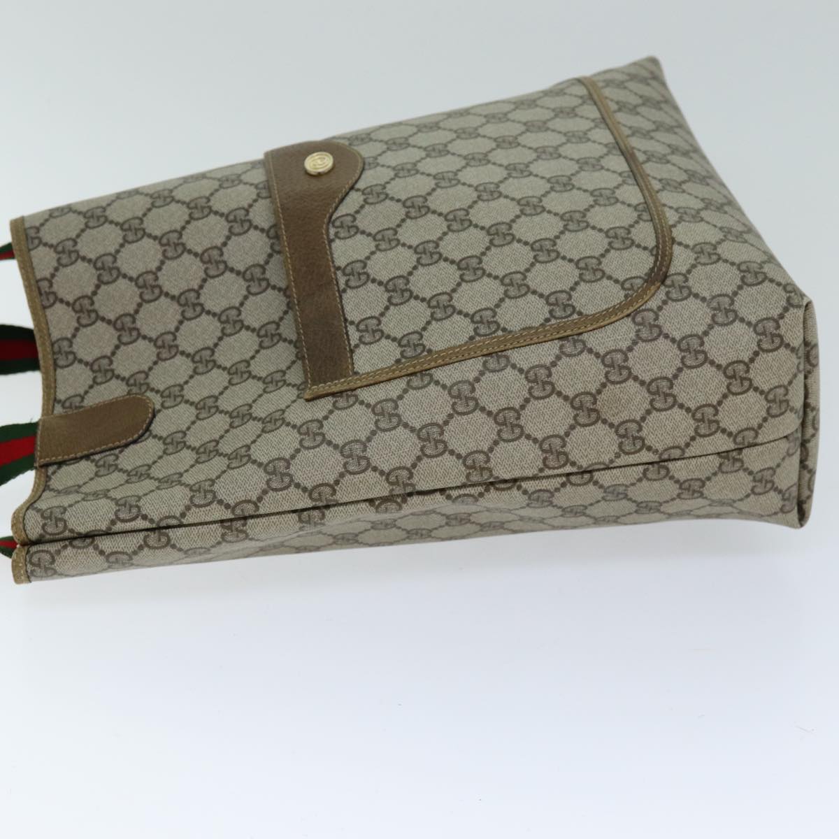 GUCCI GG Supreme Web Sherry Line Tote Bag PVC Red Beige 002 23 4487 75601