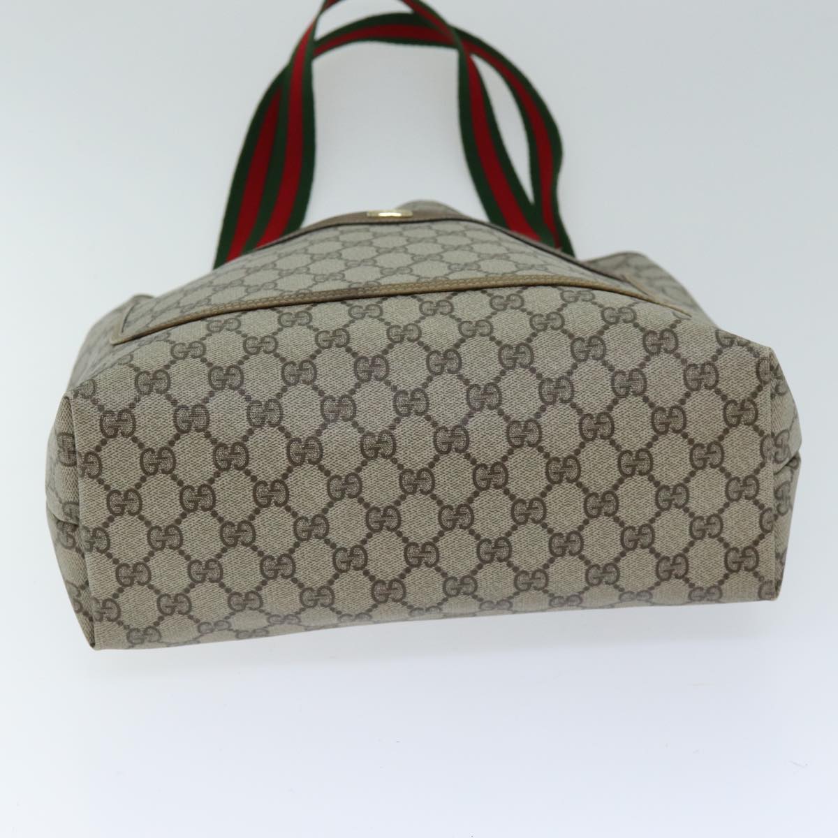 GUCCI GG Supreme Web Sherry Line Tote Bag PVC Red Beige 002 23 4487 75601