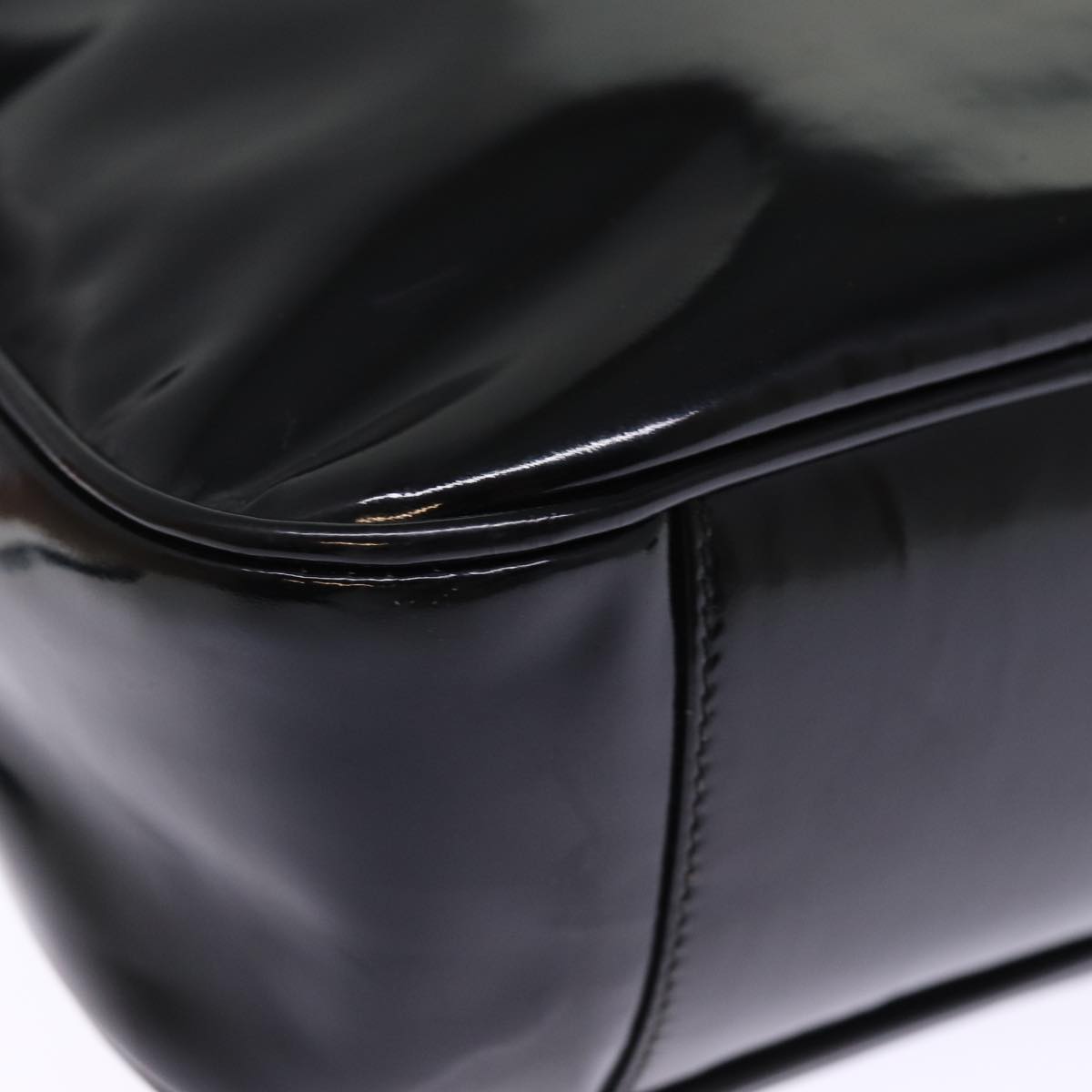 GUCCI Bamboo Shoulder Bag Patent leather 2way Black 001 2113 1638 75605