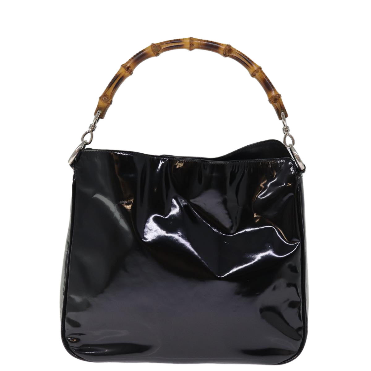 GUCCI Bamboo Shoulder Bag Patent leather 2way Black 001 2113 1638 75605