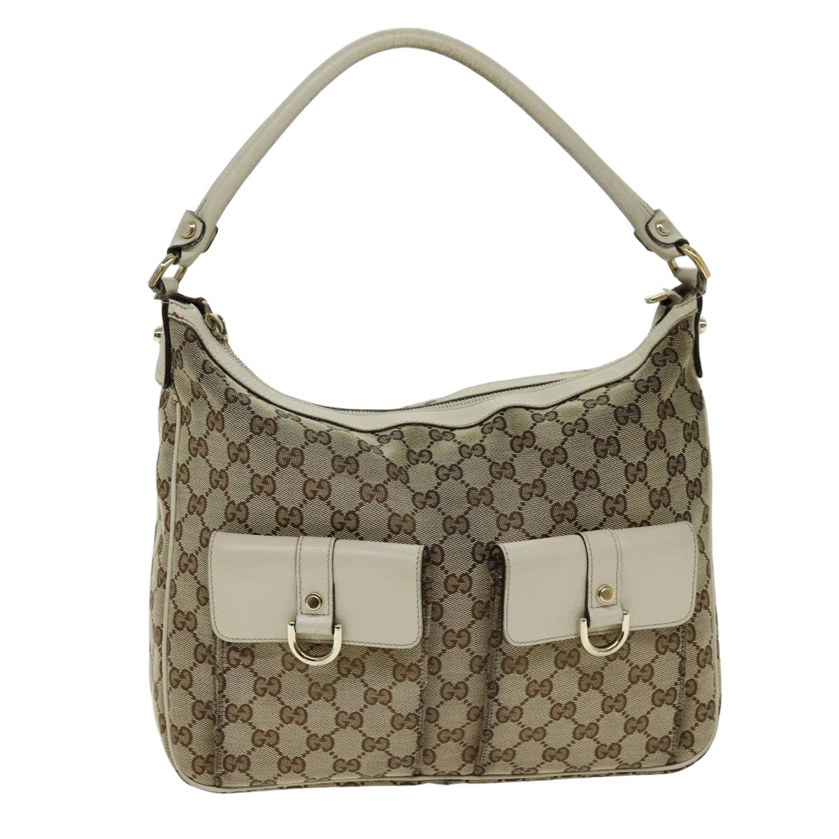GUCCI GG Canvas Shoulder Bag Beige 153025 75622