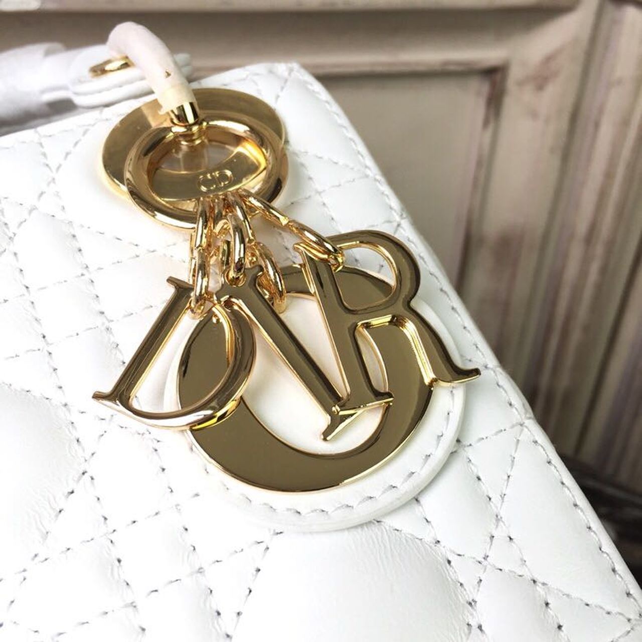 GLAMI Mini Lady Bag Gold Toned Hardware White For Women 18cm/7in CD