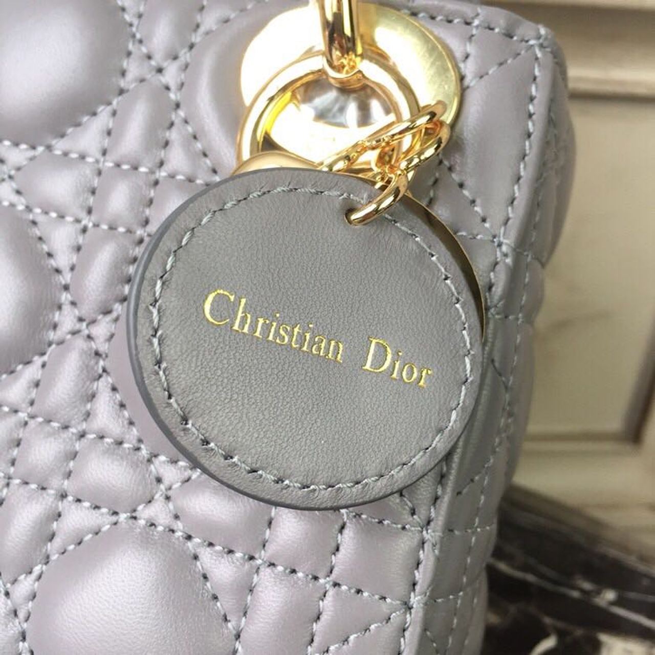 GLAMI Mini Lady Bag Gold Toned Hardware Grey For Women 18cm/7in CD