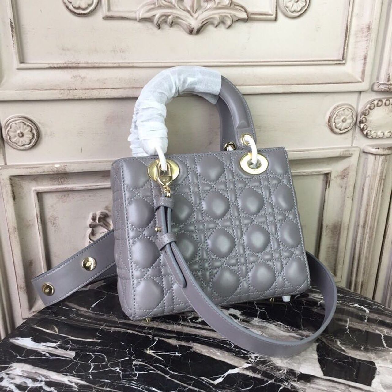 GLAMI Small Lady Bag Gold Toned Hardware Grey For Women 20cm/8in CD