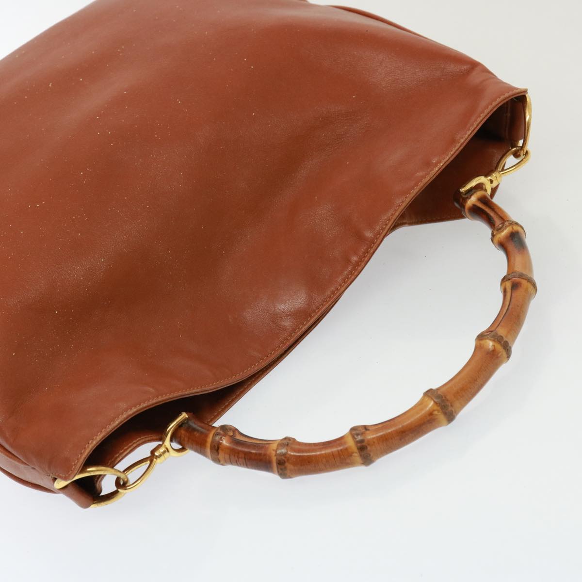 GUCCI Bamboo Shoulder Bag Leather 2way Brown 001 1014 1577 75676