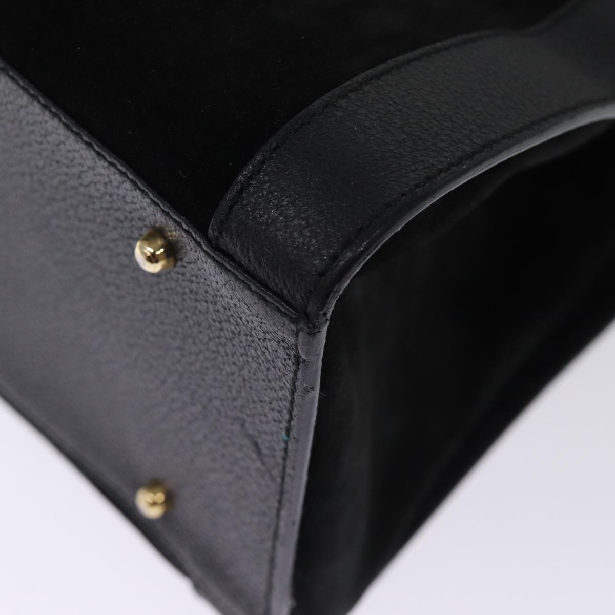 GUCCI Bamboo Tote Bag Suede Black 002 1186 0259 75677