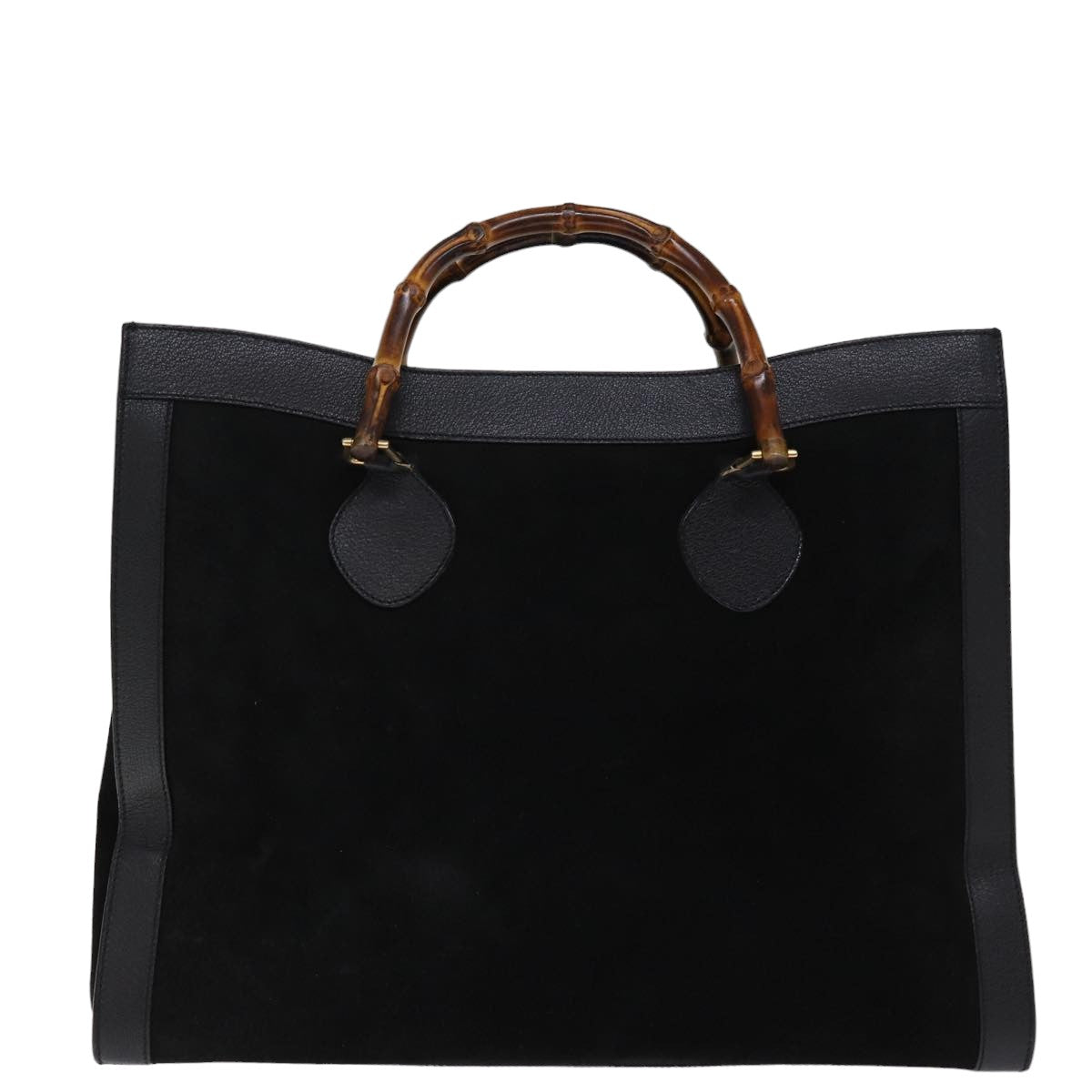 GUCCI Bamboo Tote Bag Suede Black 002 1186 0259 75677