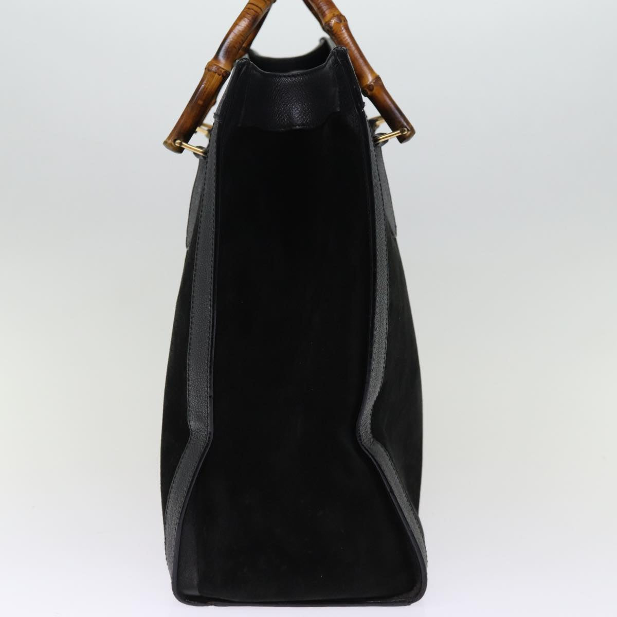 GUCCI Bamboo Tote Bag Suede Black 002 1186 0259 75677