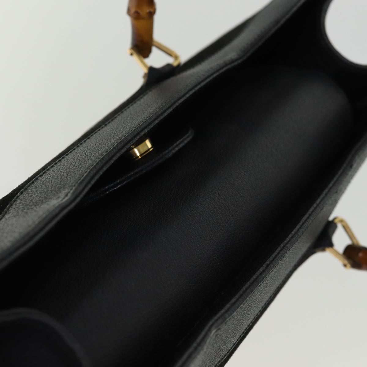 GUCCI Bamboo Tote Bag Suede Black 002 1186 0259 75677