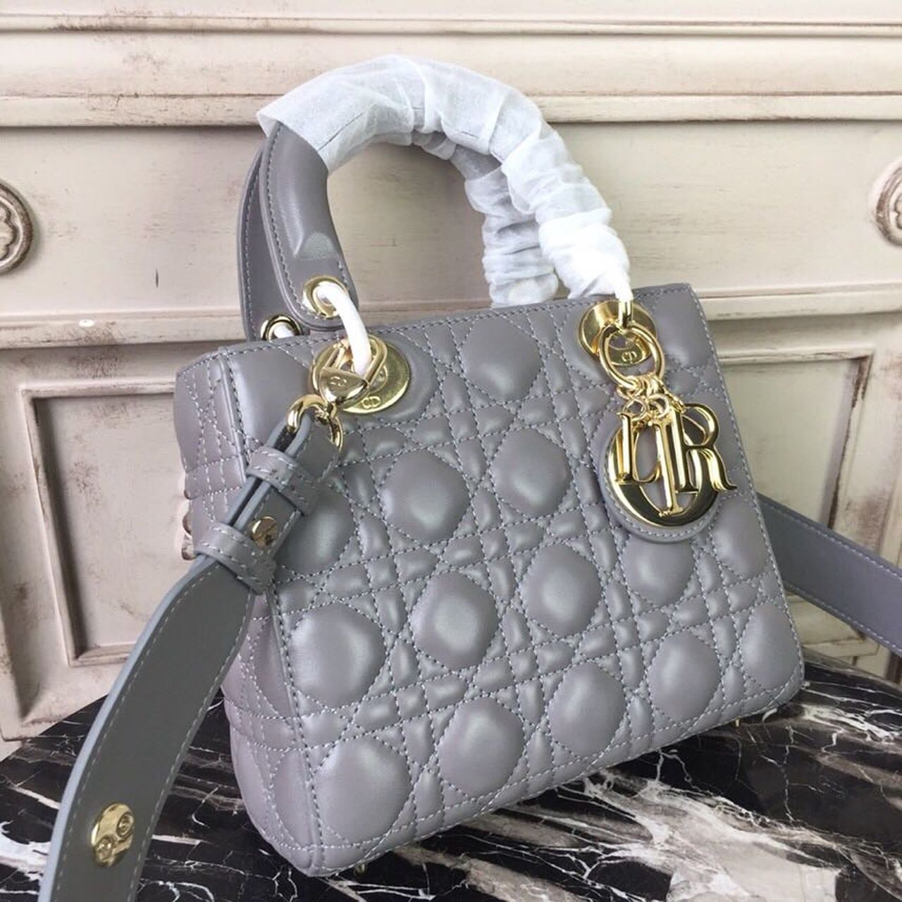 GLAMI Small Lady Bag Gold Toned Hardware Grey For Women 20cm/8in CD