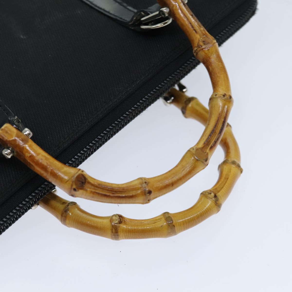 GUCCI Bamboo Shoulder Bag Nylon 2way Black 039 1998 0700 75687
