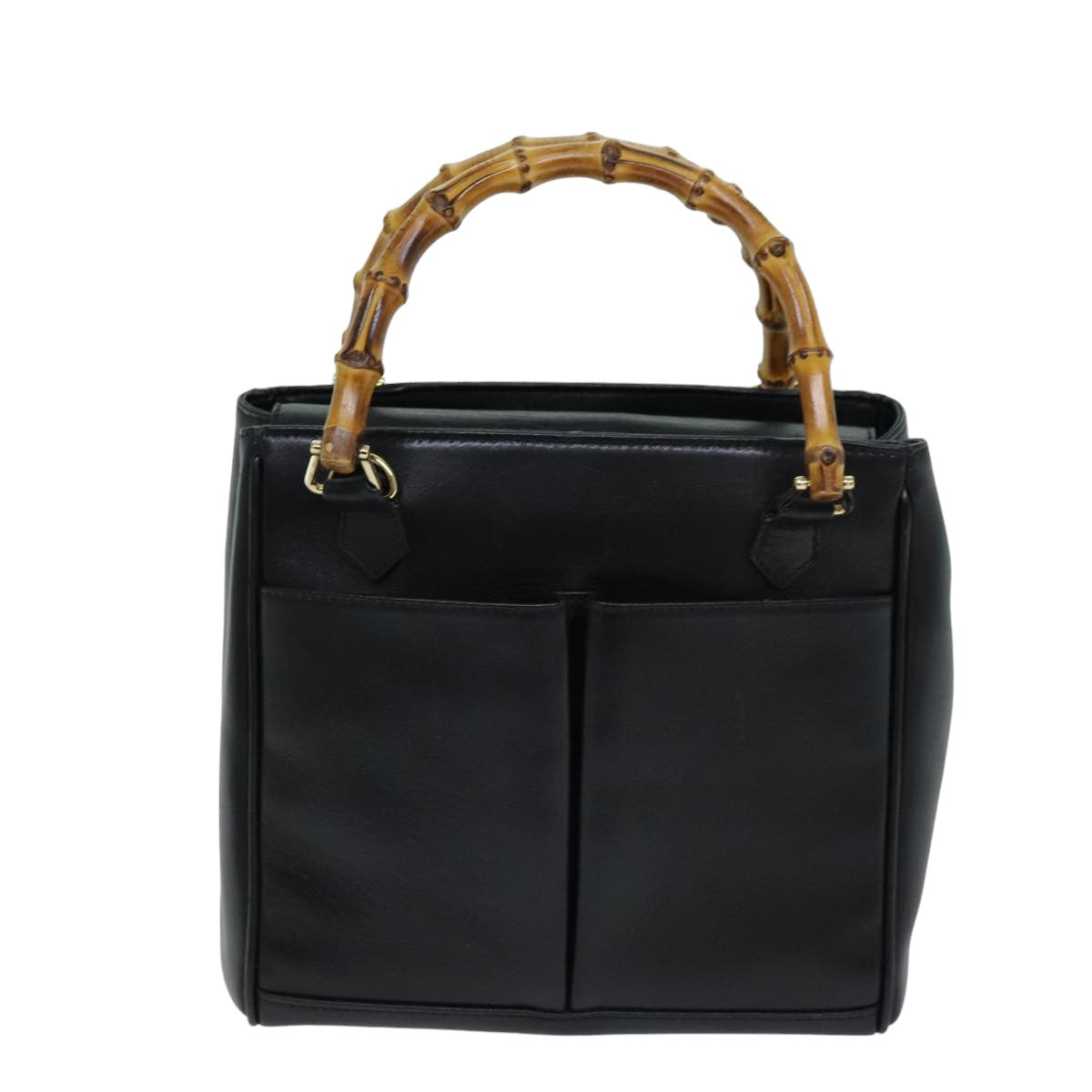 GUCCI Bamboo Hand Bag Leather 2way Black 000 2122 0316 75691