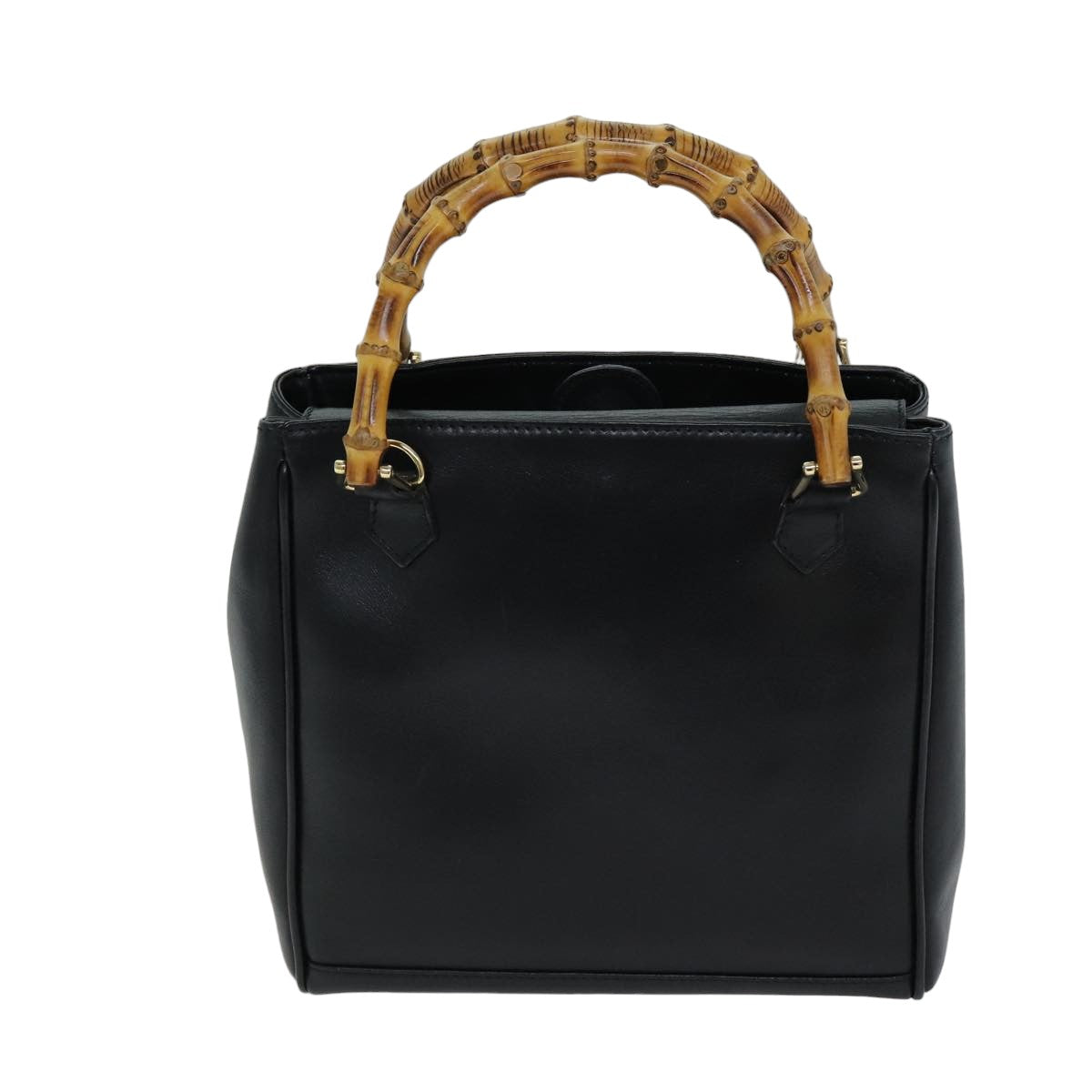 GUCCI Bamboo Hand Bag Leather 2way Black 000 2122 0316 75691