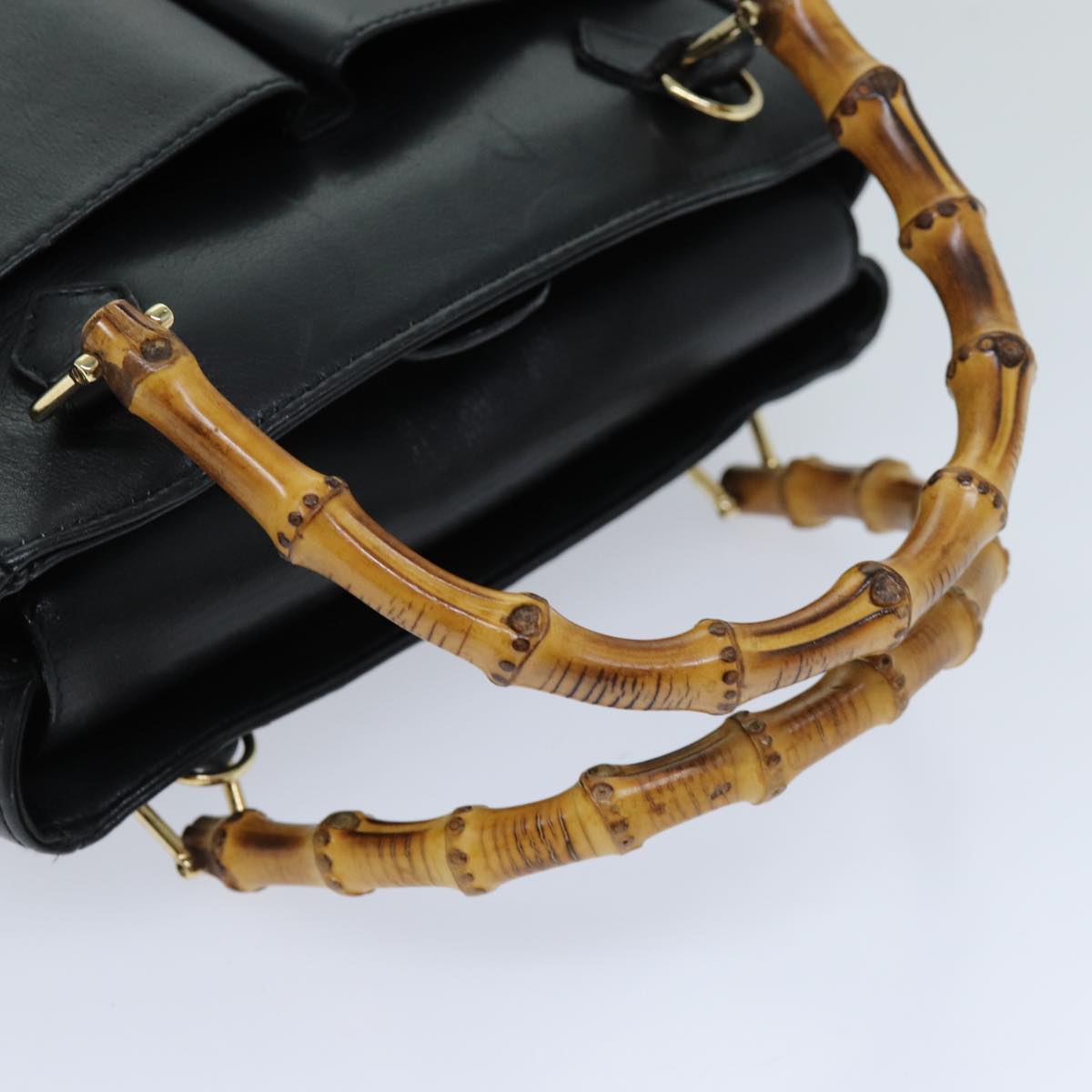 GUCCI Bamboo Hand Bag Leather 2way Black 000 2122 0316 75691