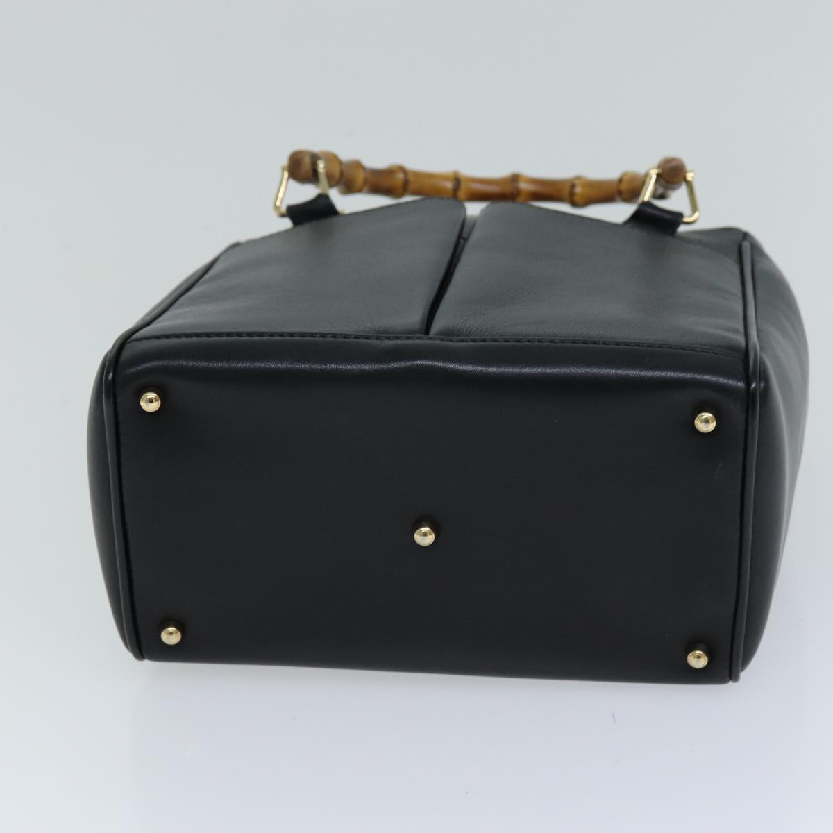 GUCCI Bamboo Hand Bag Leather 2way Black 000 2122 0316 75691