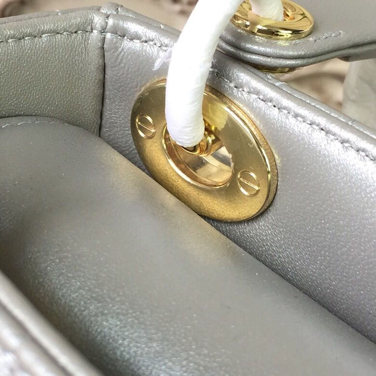 GLAMI Mini Lady Bag Silver with Chain Gold Toned Hardware For Women 6.5in/17cm CD