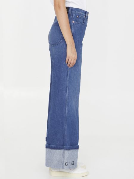 GUCCI Wide-Leg Jeans with Roll-Up Ankle Cuffs