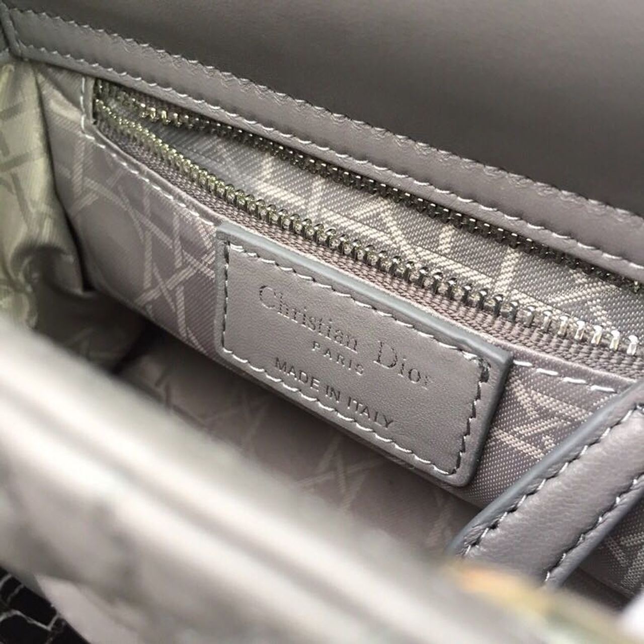 GLAMI Mini Lady Bag 18cm with Chain Silver Hardware Lambskin Grey For Women 6.5in/17cm CD