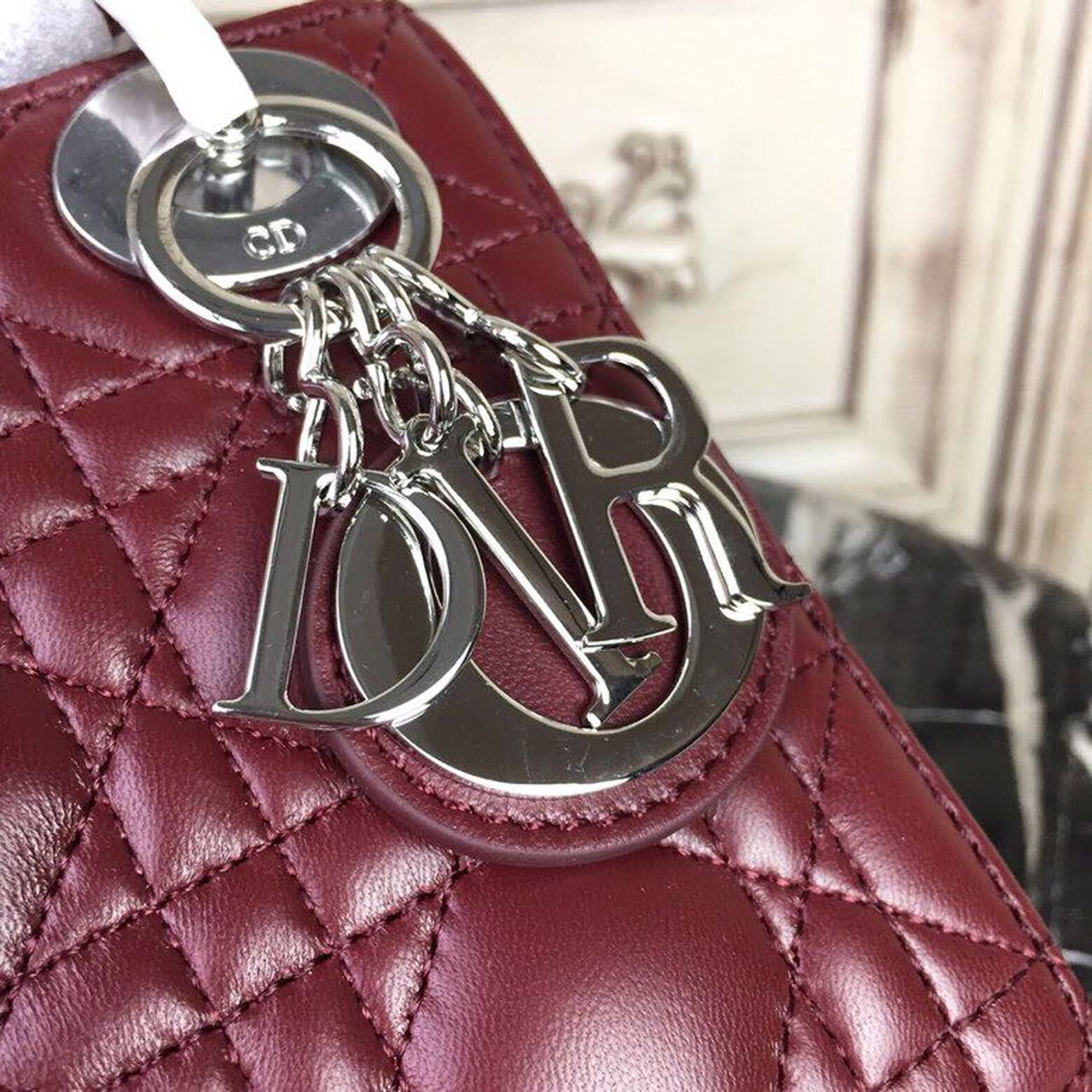 GLAMI Mini Lady Bag with Chain Silver Hardware Burgundy For Women 6.5in/17cm CD