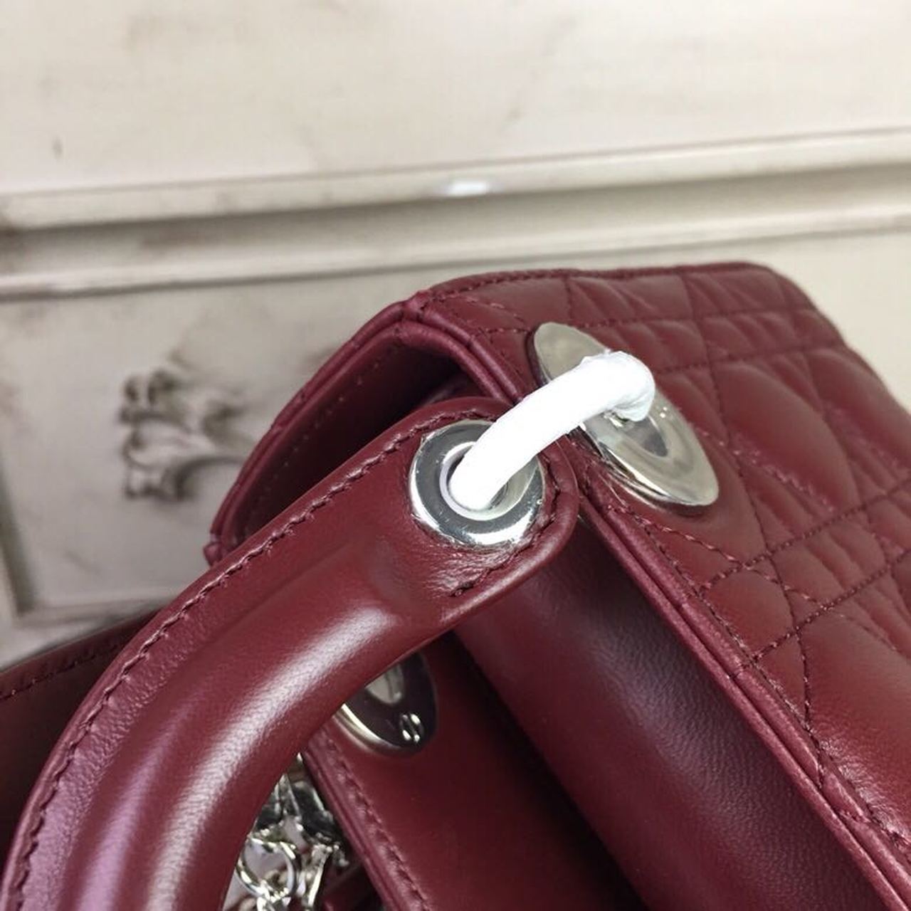 GLAMI Mini Lady Bag with Chain Silver Hardware Burgundy For Women 6.5in/17cm CD
