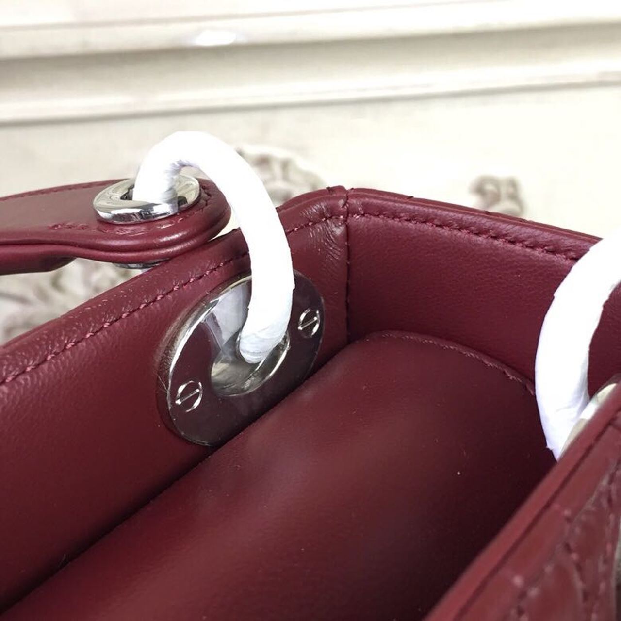 GLAMI Mini Lady Bag with Chain Silver Hardware Burgundy For Women 6.5in/17cm CD