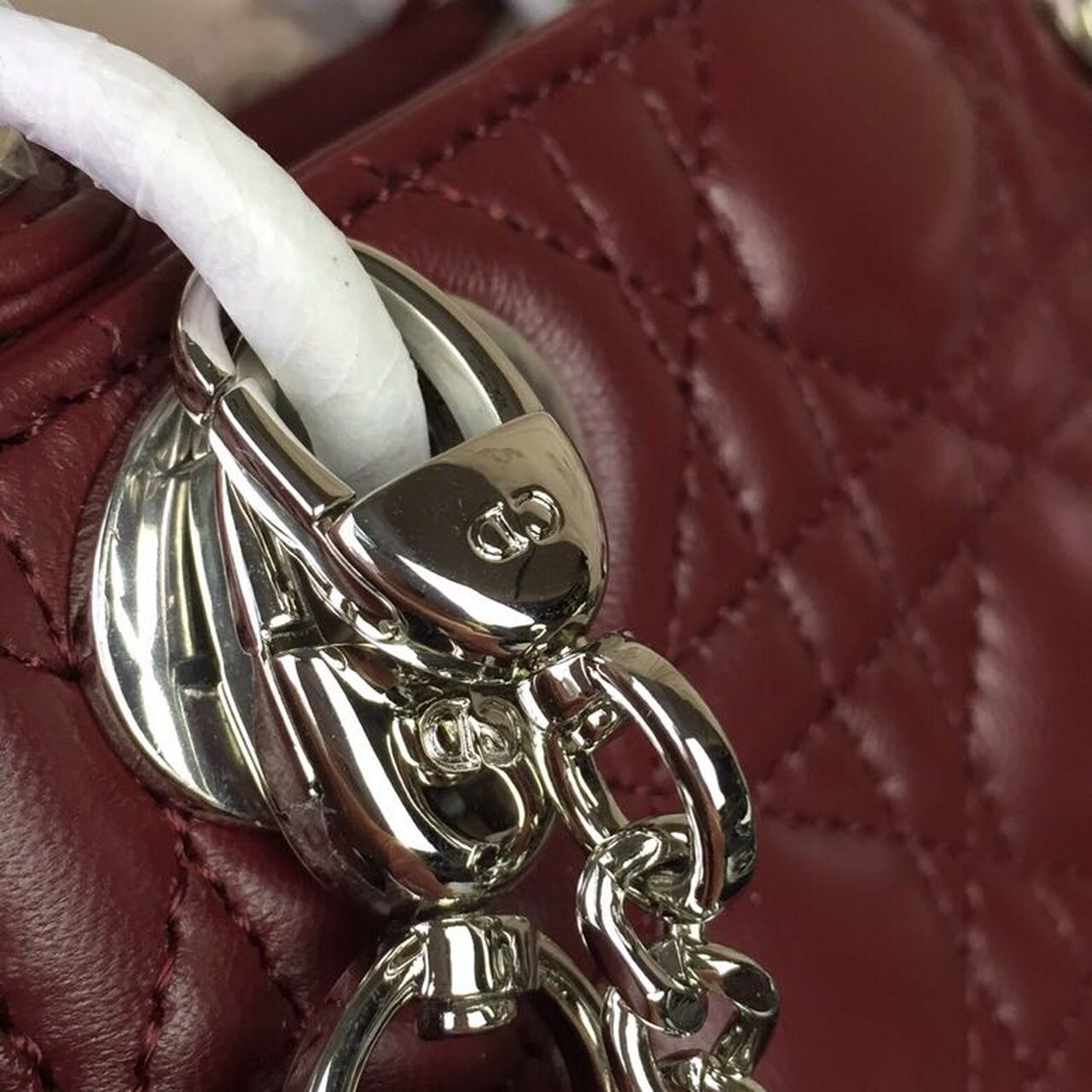 GLAMI Mini Lady Bag with Chain Silver Hardware Burgundy For Women 6.5in/17cm CD