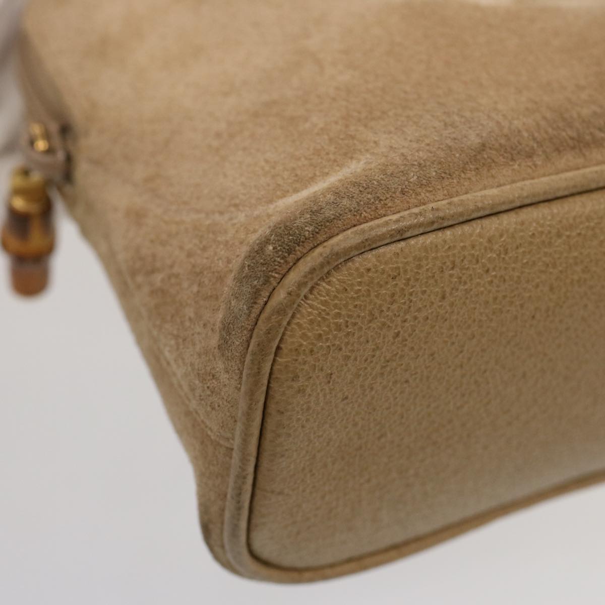 GUCCI Bamboo Hand Bag Suede 2way Beige 007 2032 0231 75795