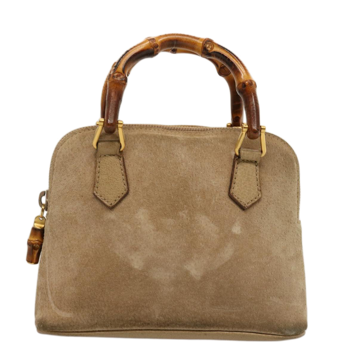 GUCCI Bamboo Hand Bag Suede 2way Beige 007 2032 0231 75795