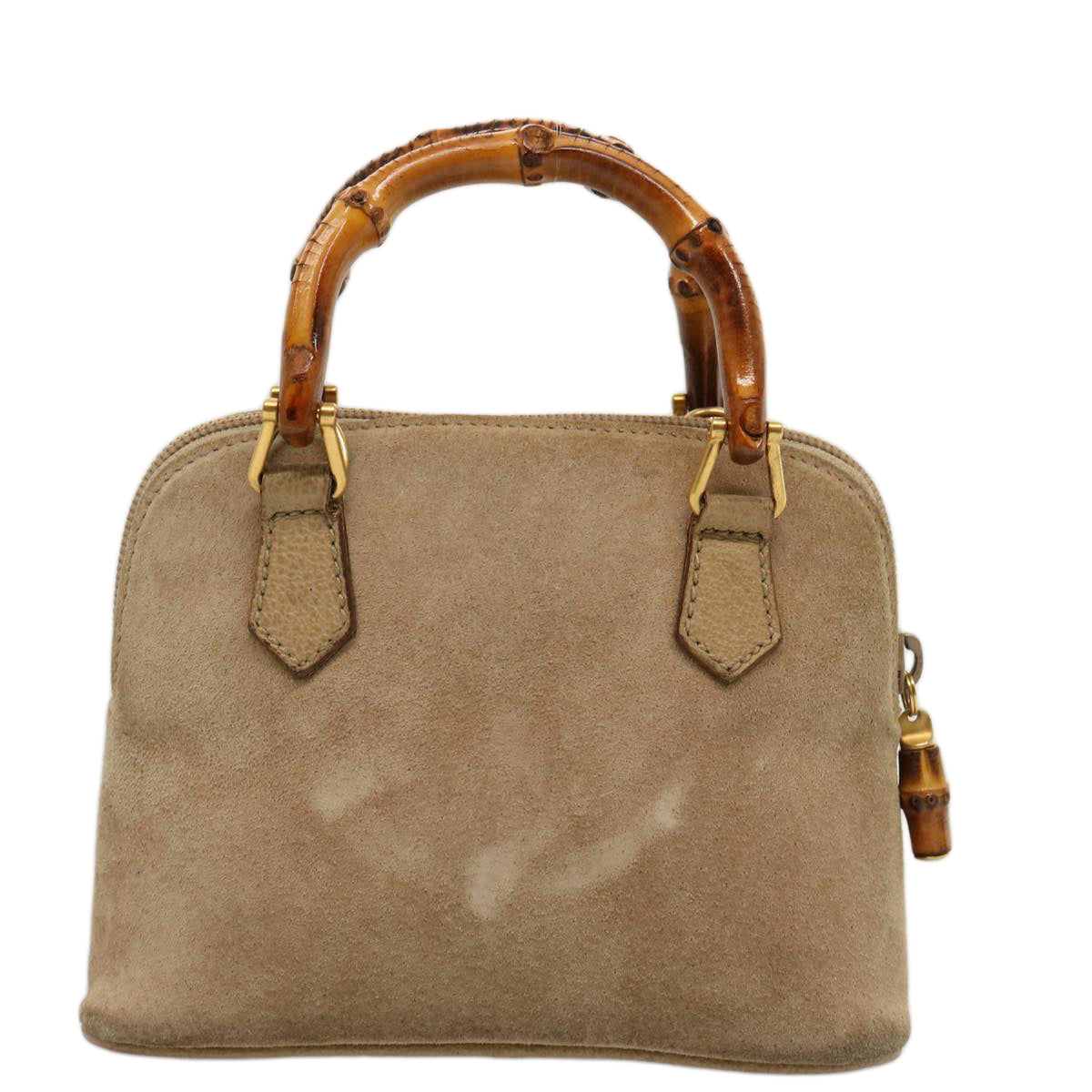 GUCCI Bamboo Hand Bag Suede 2way Beige 007 2032 0231 75795