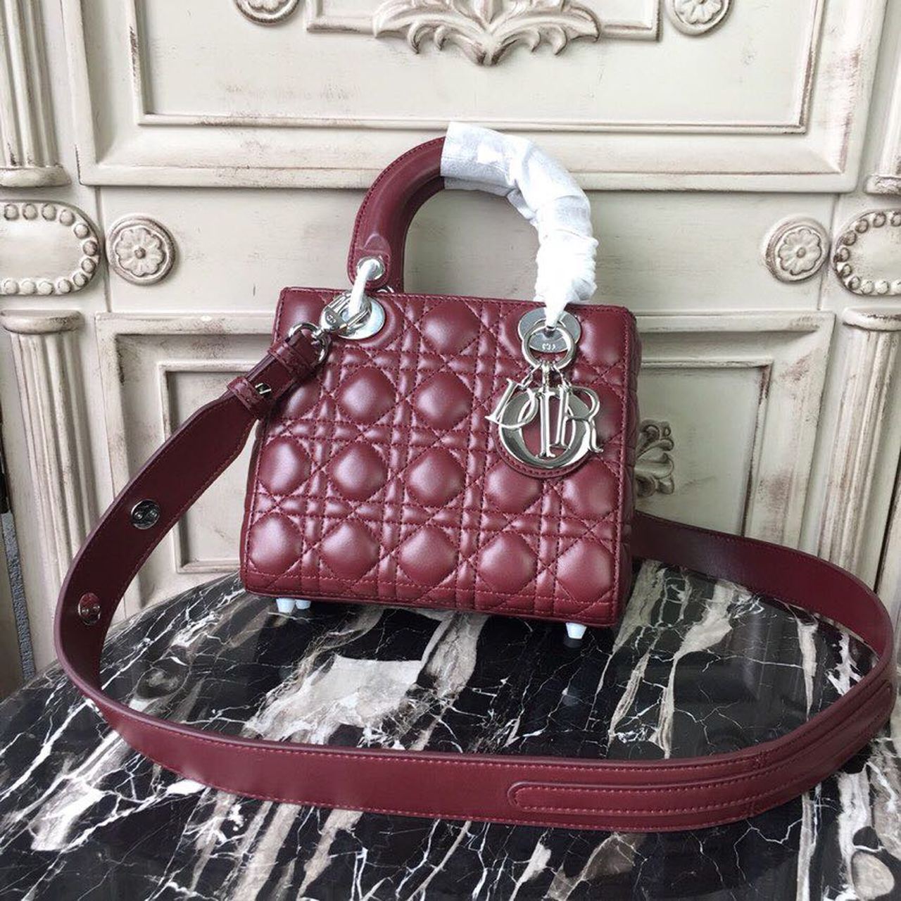 GLAMI Small Lady Bag Silver Hardware Burgundy For Women 8in/20cm CD