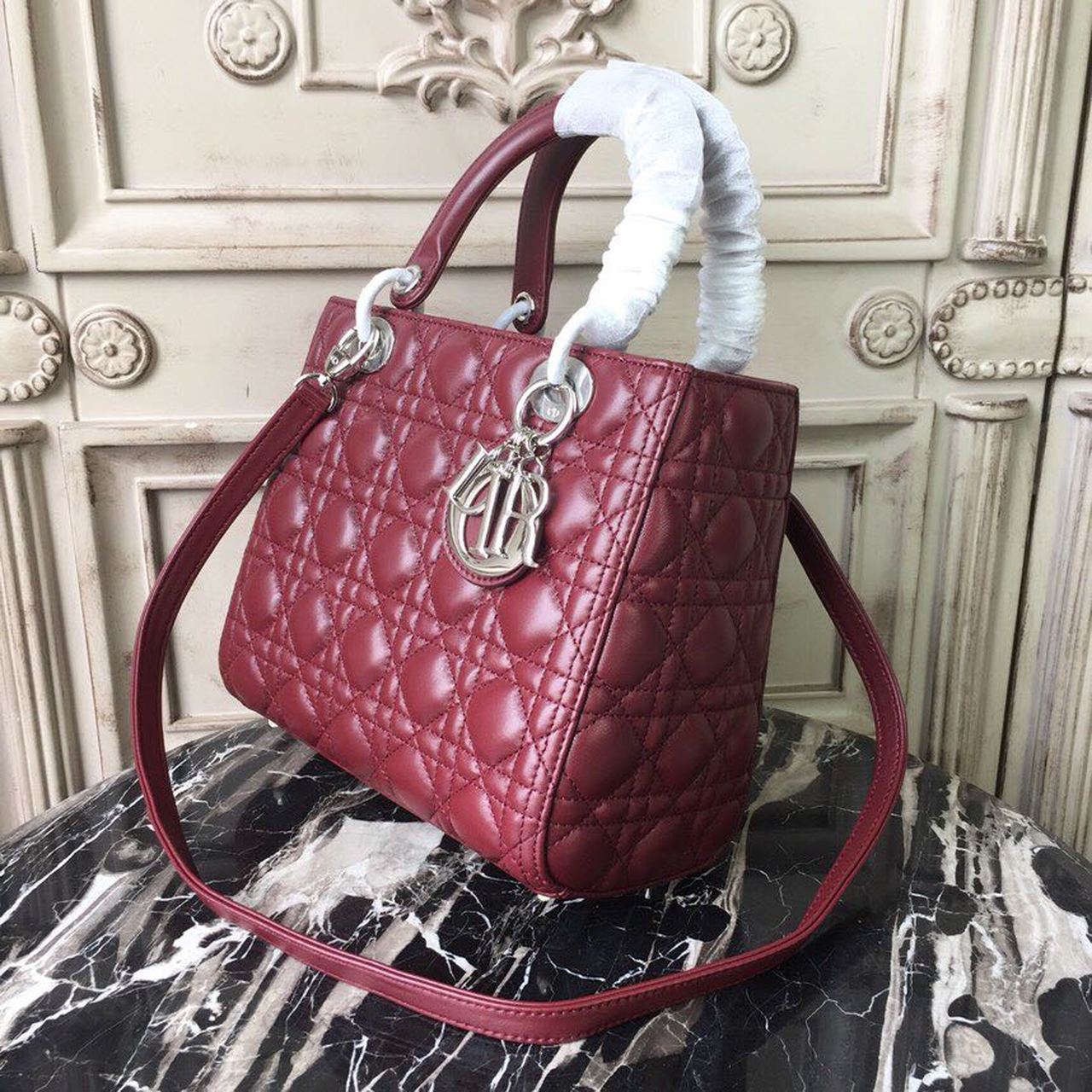 GLAMI MeGLAMIum Lady Bag Silver Hardware Burgundy For Women 9.5in/24cm CD