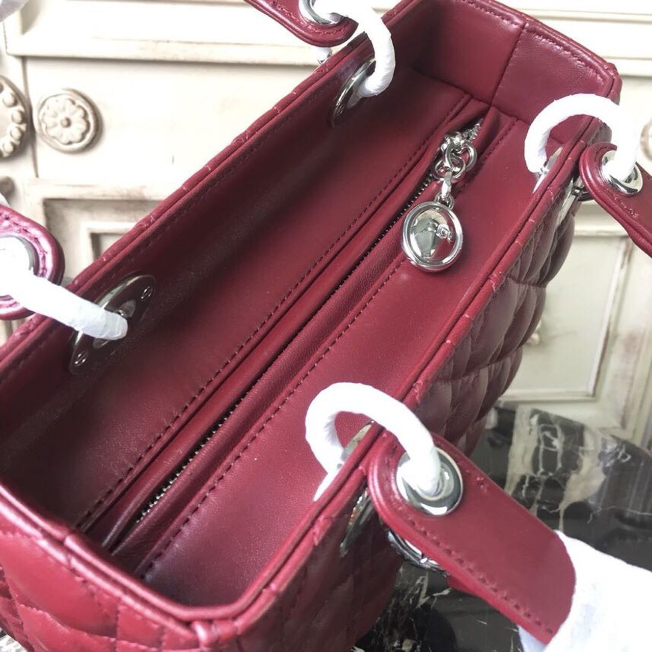 GLAMI MeGLAMIum Lady Bag Silver Hardware Burgundy For Women 9.5in/24cm CD