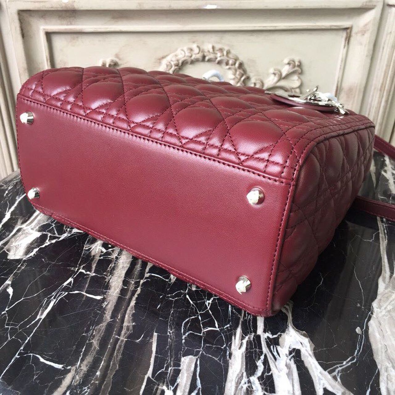 GLAMI MeGLAMIum Lady Bag Silver Hardware Burgundy For Women 9.5in/24cm CD