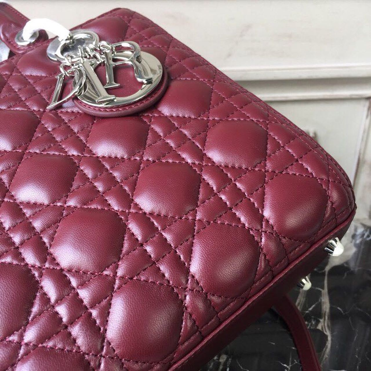 GLAMI MeGLAMIum Lady Bag Silver Hardware Burgundy For Women 9.5in/24cm CD